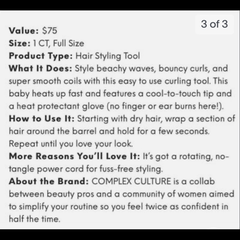 Titanium Curling Wand Complex Culture, BNIB, 32 mm, 1.25” - Picture 13 of 13